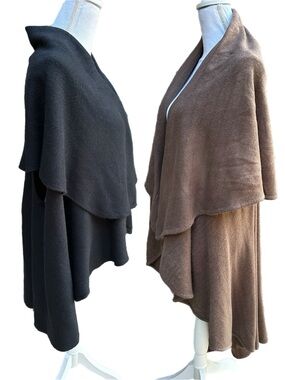Pair of Elietian Open-Front Women’s Sweater Shrug Cardigan - Black and Brown